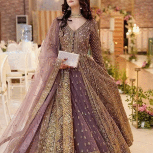 Mauve Bridal Lehenga Gown