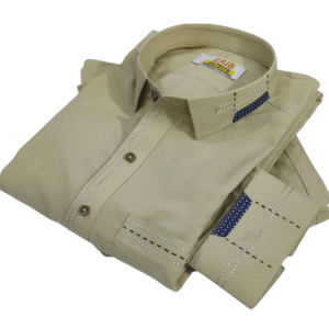 Beige Eastern Shirt with Navy Accents – Zaib Outfits
