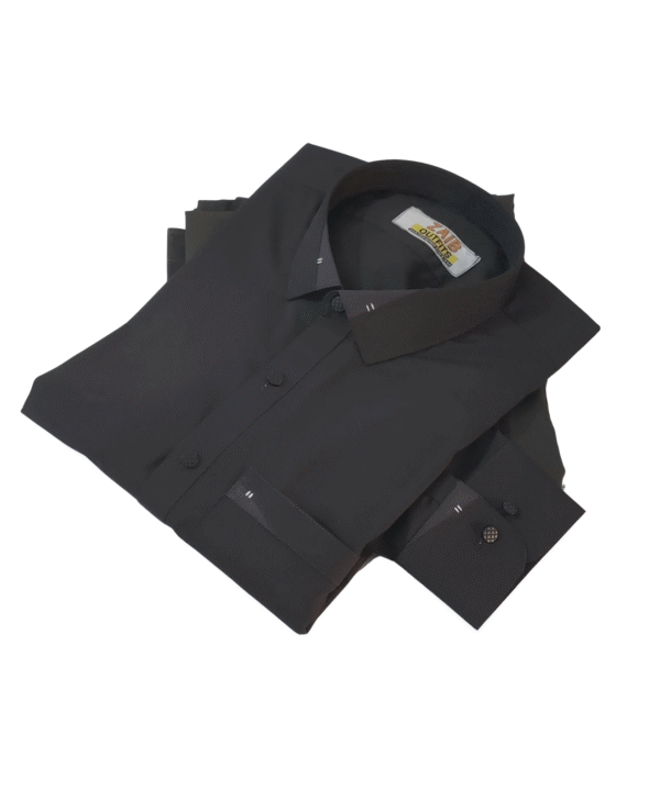 Grey Dress Shirt with Black Contrast – Zaib Outfits