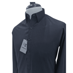 Black Kurta-Style Shirt – Menzo