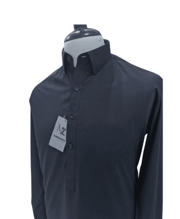 Black Kurta-Style Shirt – Menzo