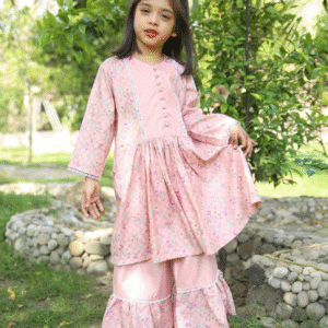White Petal Floral Lawn Suit – Girls 3-Piece