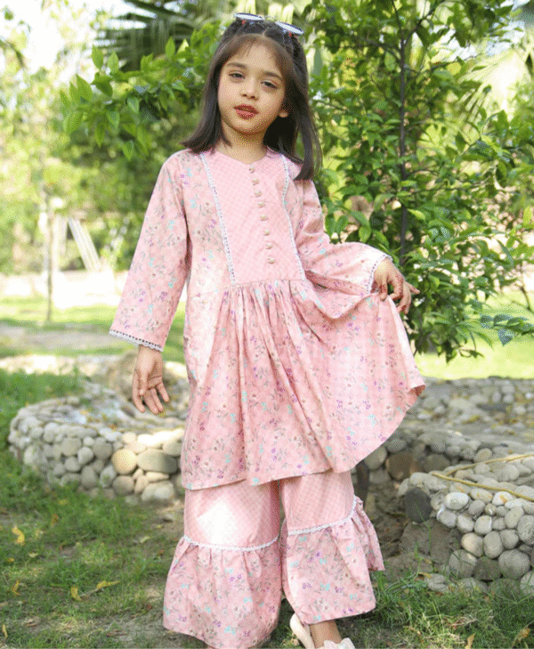 White Petal Floral Lawn Suit – Girls 3-Piece
