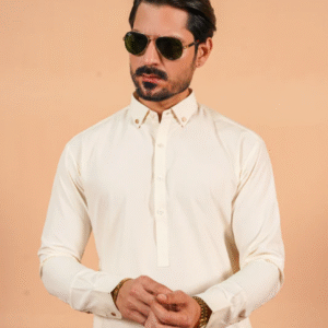 White Kurta with Navy Printed Waistcoat