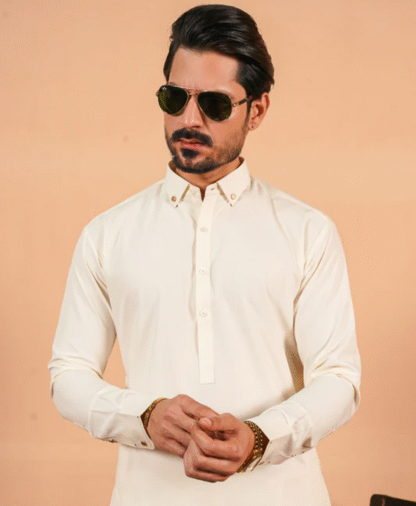 White Kurta with Navy Printed Waistcoat