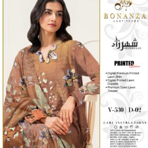 Bonanza Sheherzaad Unstitched Lawn Collection – Design V-530 | D-09 – 3 Piece Regal Digital Printed Lawn Suit